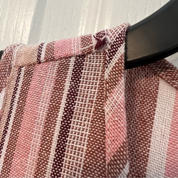 Drew Striped Linen Blend Sleeveless Cropped Jumpsuit Pockets No Drawstring Sz M - Picture 9 of 9